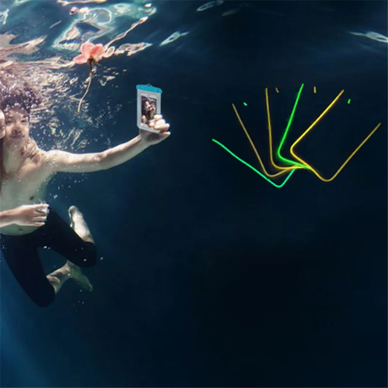 TPU Fluorescent Waterproof Bag for Under 7.2-inches Luminous Cell Phone Beach Pool Phone Dry Bag - Yellow