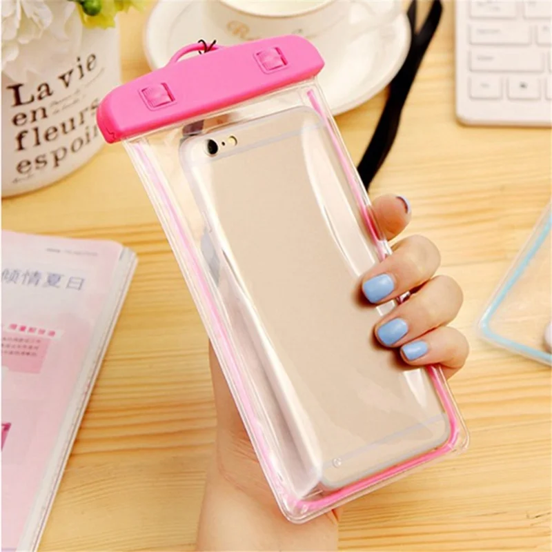 TPU Fluorescent Waterproof Bag for Under 7.2-inches Luminous Cell Phone Beach Pool Phone Dry Bag - Yellow