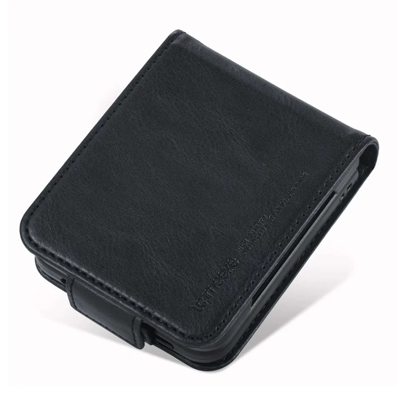 LC.IMEEKE para Samsung Galaxy Z Flip4 5G Capa de Telefone à Prova de Queda RFID Blocking Phone Cover PU Leather + PC Phone Shell com Slot para Cartão - Preto
