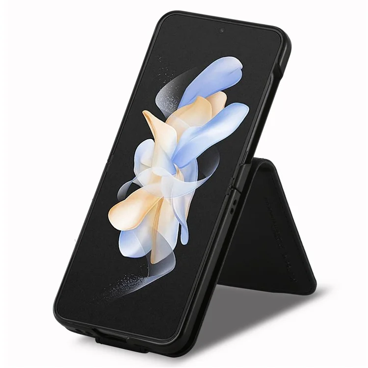 Lc. Imeeke Para Samsung Galaxy Z Flip3 5G PU Leather + PC Case de Teléfonos Bloqueo Rfid Bottador de Tarjeta de Cobertura Del Teléfono Celular Protector - Negro