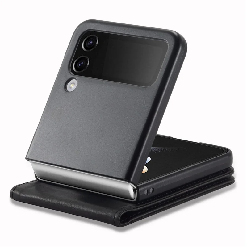 Lc. Imeeke Para Samsung Galaxy Z Flip3 5G PU Leather + PC Case de Teléfonos Bloqueo Rfid Bottador de Tarjeta de Cobertura Del Teléfono Celular Protector - Negro
