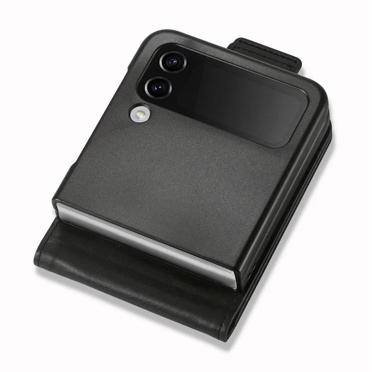 Lc. Imeeke Para Samsung Galaxy Z Flip3 5G PU Leather + PC Case de Teléfonos Bloqueo Rfid Bottador de Tarjeta de Cobertura Del Teléfono Celular Protector - Negro