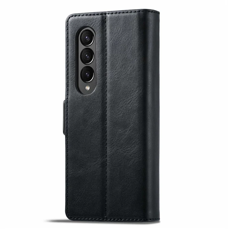 LC.IMEEKE for Samsung Galaxy Z Fold3 5G RFID Blocking Phone Cover PU Leather + PC Wallet Stand Double Magnetic Clasps Phone Shell - Black
