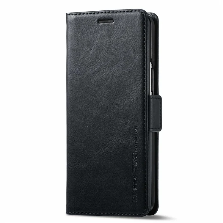 Lc. Imeeke Para Samsung Galaxy Z Fold4 5G Case de Billetera de Teléfono a Prueba de Caída RFID Bloqueo de Bloqueo Doble Magnetic Magnetic PU Leather + PC Phone Cover - Negro