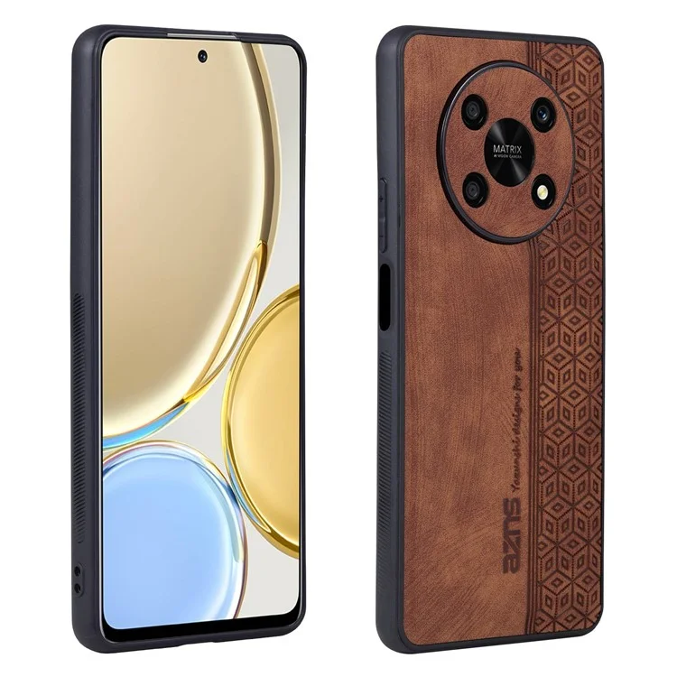 Azns For Honor X9 5g / X30 5G / Magic4 Lite 5G Защитный Корпус Против Обстановки PU Кожаная Покрытие TPU Phone Cople - Коричневый