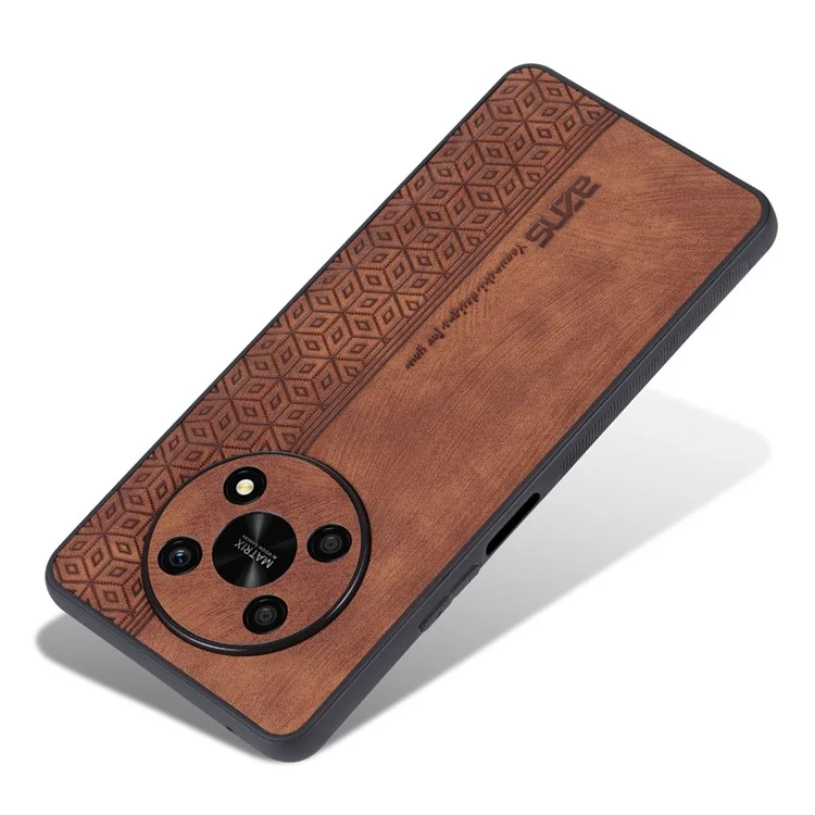 Azns For Honor X9 5g / X30 5G / Magic4 Lite 5G Защитный Корпус Против Обстановки PU Кожаная Покрытие TPU Phone Cople - Коричневый