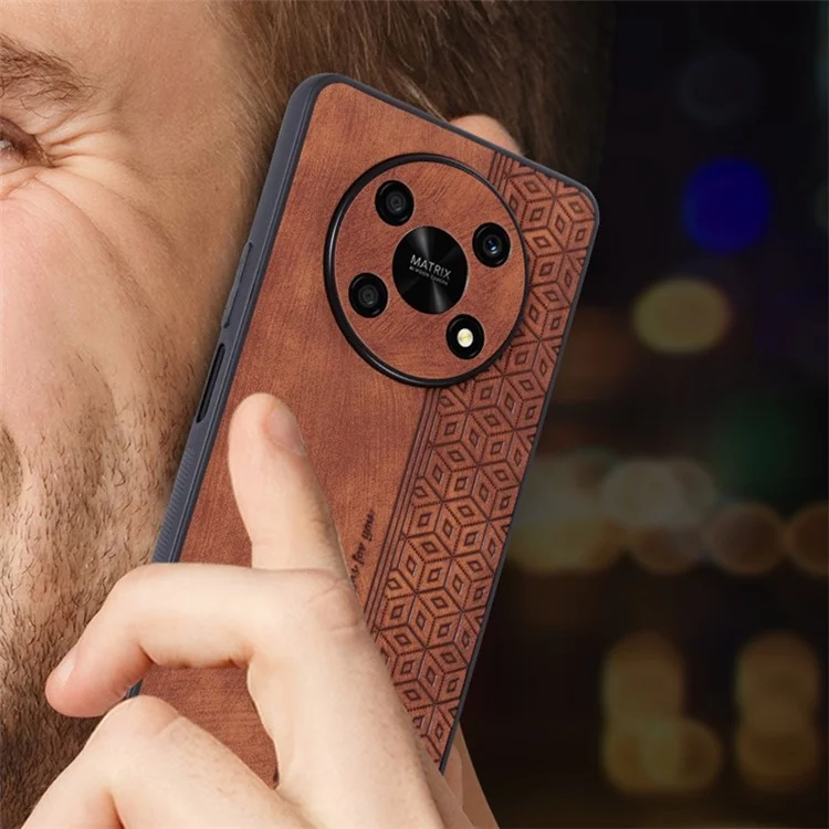 Azns For Honor X9 5g / X30 5G / Magic4 Lite 5G Защитный Корпус Против Обстановки PU Кожаная Покрытие TPU Phone Cople - Коричневый