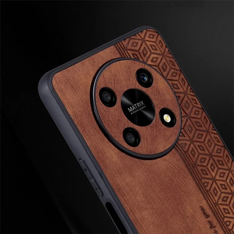 Azns For Honor X9 5g / X30 5G / Magic4 Lite 5G Защитный Корпус Против Обстановки PU Кожаная Покрытие TPU Phone Cople - Коричневый