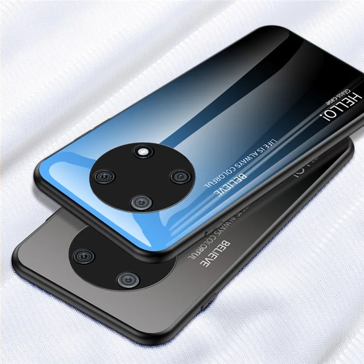 Para Huawei Disfruta 50 Pro 4G / Nova Y90 4G Case Delgado Gradiente Color Anti-Drop Telep Vsor Templado + PC + TPU Caso de Protección - Rosado / Azul