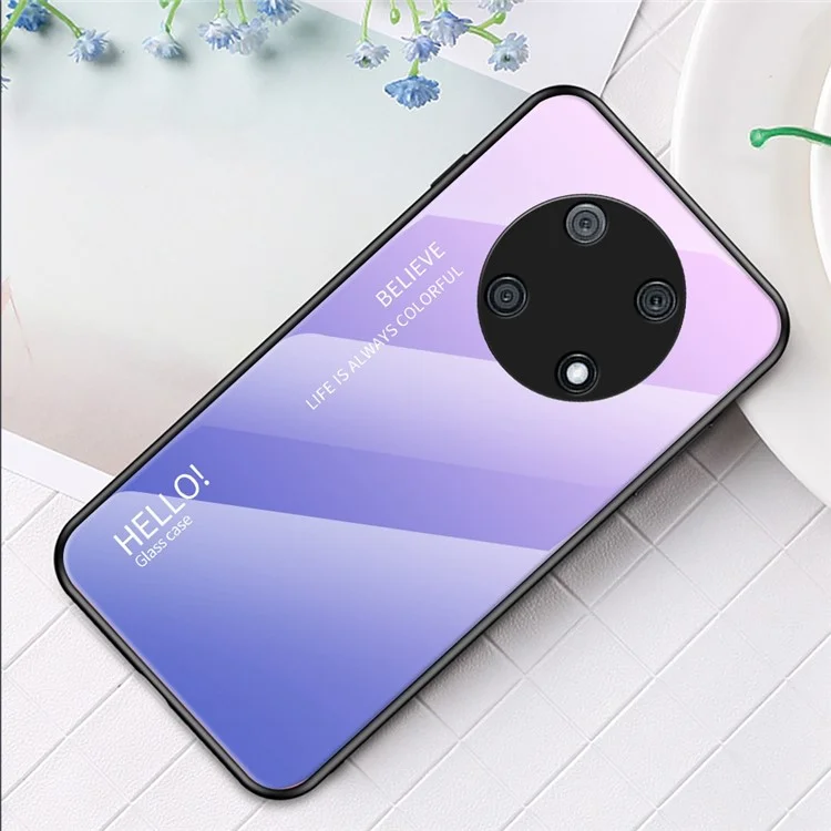 For Huawei Enjoy 50 Pro 4G / nova Y90 4G Slim Case Gradient Color Anti-Drop Phone Cover Tempered Glass + PC + TPU Protective Case - Pink  /  Purple
