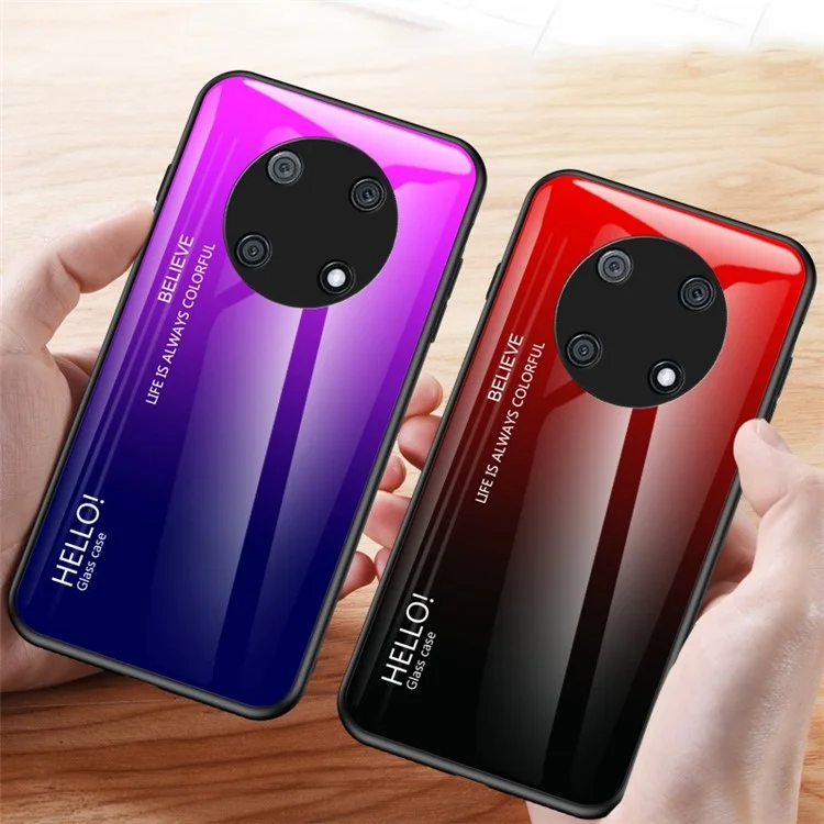 For Huawei Enjoy 50 Pro 4G / nova Y90 4G Slim Case Gradient Color Anti-Drop Phone Cover Tempered Glass + PC + TPU Protective Case - Pink  /  Purple