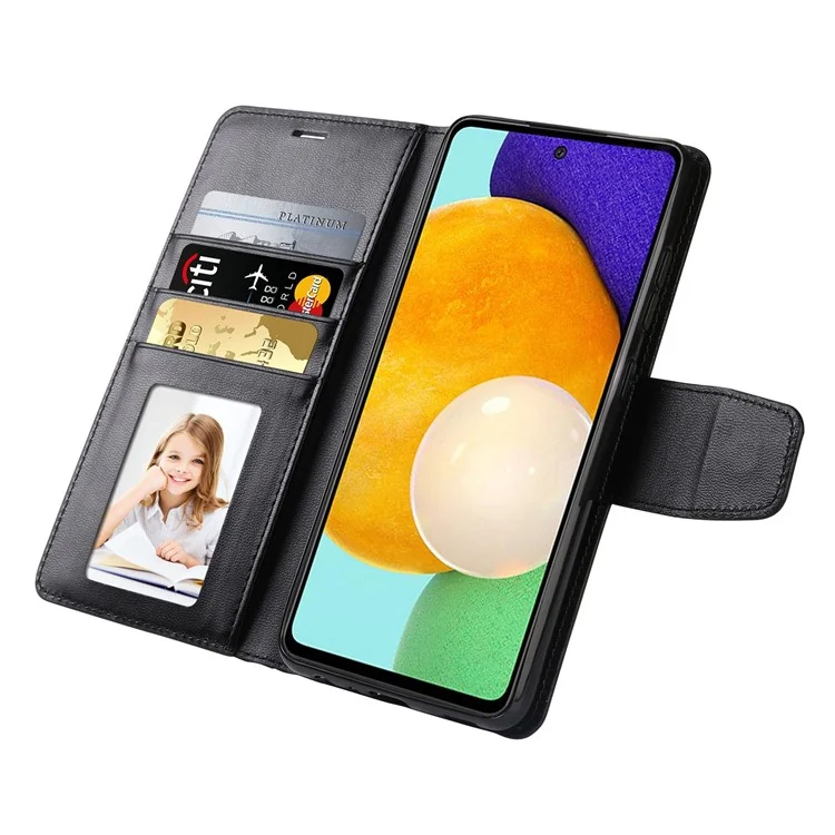 Чехол-книжка HANMAN серии Mill для Samsung Galaxy A23 5G (глобальная версия) / 4G, кожаный чехол-кошелек с подставкой, черный