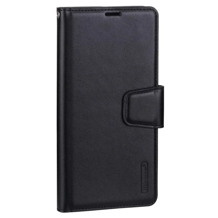 Serie de Hanman Mill Para Samsung Galaxy A13 4G PU Leather Folio Folio Folio Case Tpu Tpu Soporte Interno Interno Cubierta Magnética - Negro