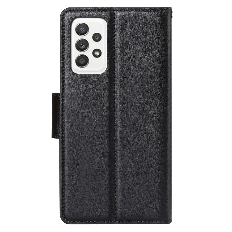 HANMAN Mill Series for Samsung Galaxy A13 4G PU Leather Flip Folio Wallet Case Shockproof TPU Inner Shell Stand Magnetic Cover - Black