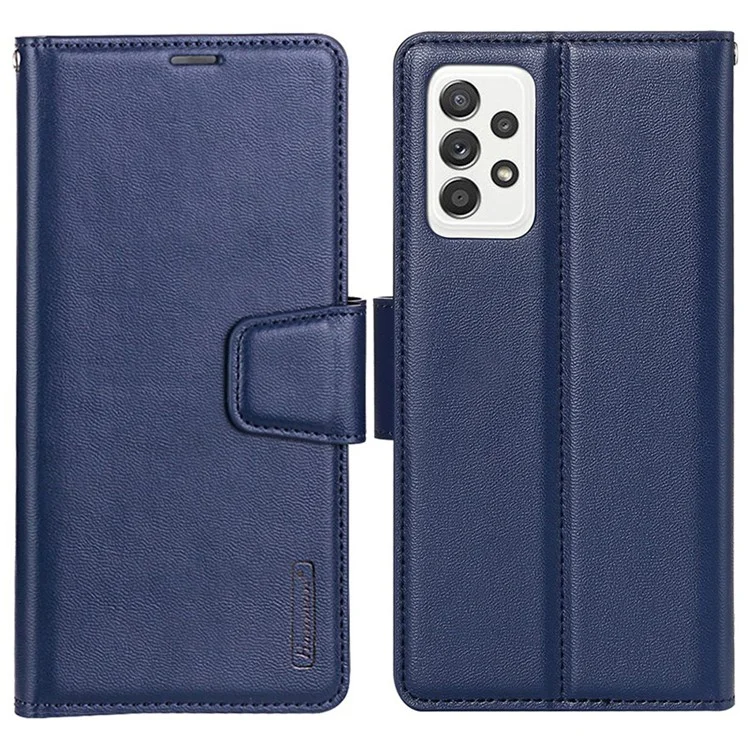 Série Mill HANMAN pour Samsung Galaxy A13 4G Étui portefeuille en cuir PU avec rabat Coque intérieure antichoc en TPU Support magnétique - Saphir
