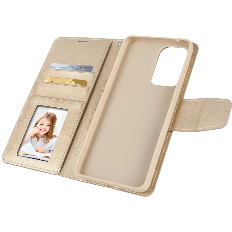 HANMAN Mill Series for Samsung Galaxy A33 5G Soft PU Leather Wallet Phone Case Flip Folio Protective Stand Magnetic Cover - Gold
