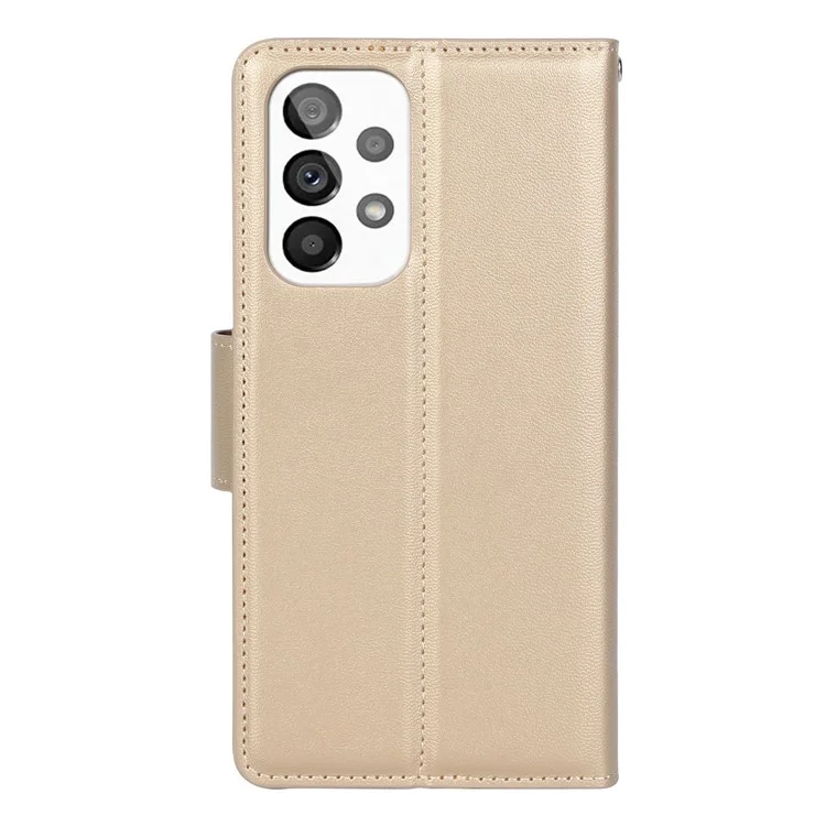 HANMAN Mill Series for Samsung Galaxy A33 5G Soft PU Leather Wallet Phone Case Flip Folio Protective Stand Magnetic Cover - Gold