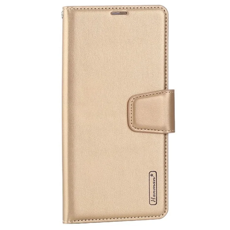 HANMAN Mill Series for Samsung Galaxy A33 5G Soft PU Leather Wallet Phone Case Flip Folio Protective Stand Magnetic Cover - Gold