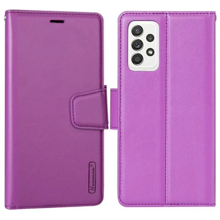 Серия Hanman Mill Для Samsung Galaxy A52 4G / 5G / A52s 5G -кошелек Case Coem Leather Stand Magnetic Cover Cover Cover - Пурпурный