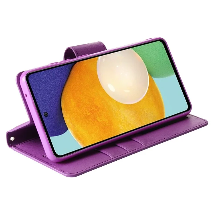 Серия Hanman Mill Для Samsung Galaxy A52 4G / 5G / A52s 5G -кошелек Case Coem Leather Stand Magnetic Cover Cover Cover - Пурпурный