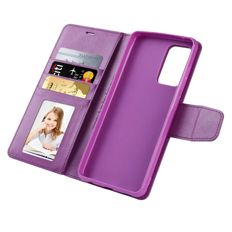 Серия Hanman Mill Для Samsung Galaxy A52 4G / 5G / A52s 5G -кошелек Case Coem Leather Stand Magnetic Cover Cover Cover - Пурпурный