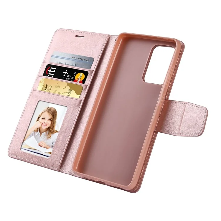 HANMAN Mill Series para Samsung Galaxy A52 4G / 5G / A52s 5G Funda Billetera de Piel de Imitación con Soporte, Cierre Magnético y Protección Antichoque - Oro Rosa