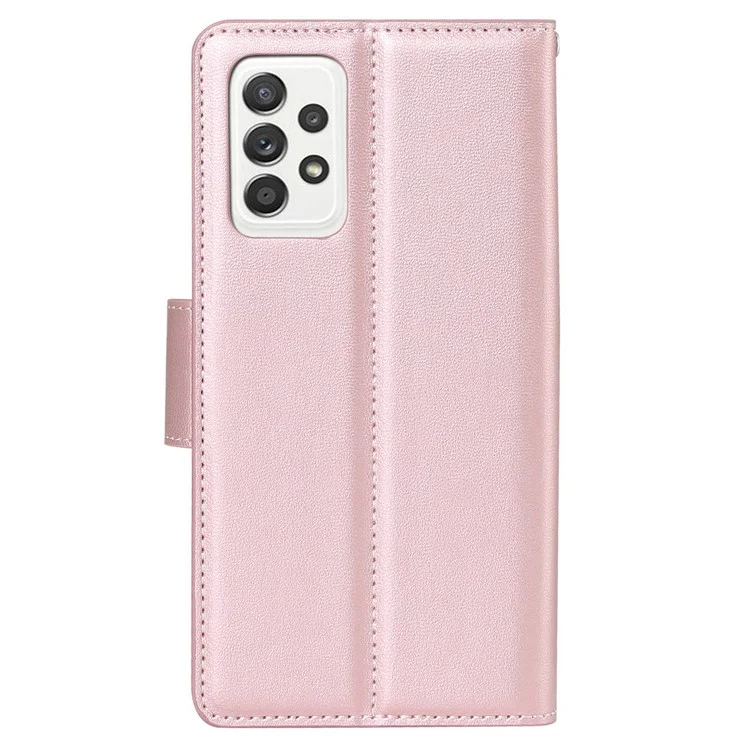 HANMAN Mill Series para Samsung Galaxy A52 4G / 5G / A52s 5G Funda Billetera de Piel de Imitación con Soporte, Cierre Magnético y Protección Antichoque - Oro Rosa