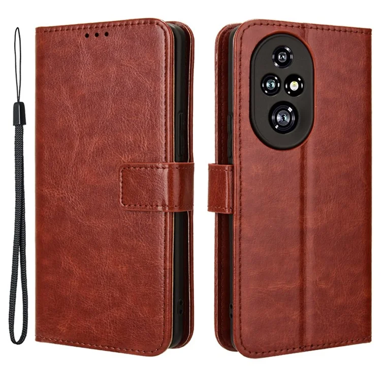 For Honor 200 Pro 5G Case Crazy Horse Texture Leather Phone Cover 3 Card Slots - Braun