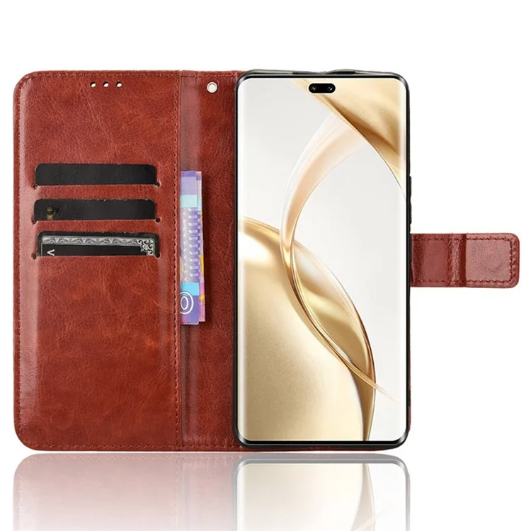 For Honor 200 Pro 5G Case Crazy Horse Texture Leather Phone Cover 3 Card Slots - Braun
