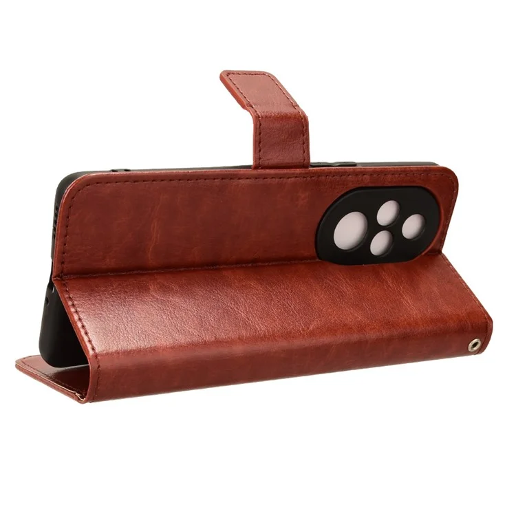 For Honor 200 Pro 5G Case Crazy Horse Texture Leather Phone Cover 3 Card Slots - Braun