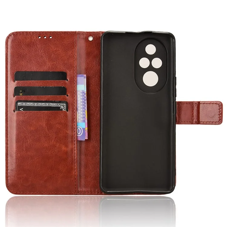 For Honor 200 Pro 5G Case Crazy Horse Texture Leather Phone Cover 3 Card Slots - Braun