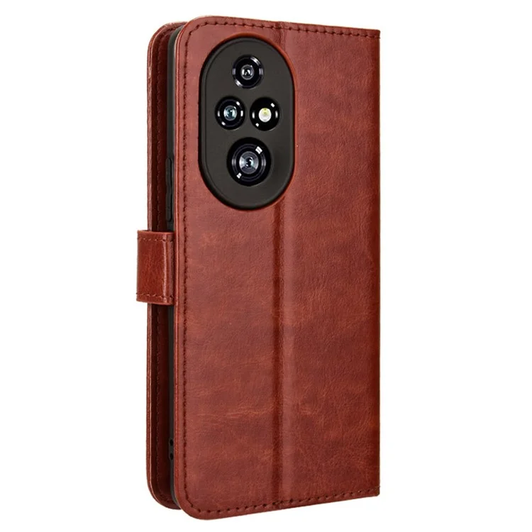 For Honor 200 Pro 5G Case Crazy Horse Texture Leather Phone Cover 3 Card Slots - Braun