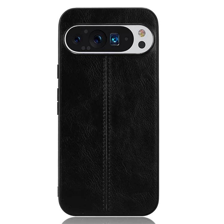 Чехол для Google Pixel 9 Pro XL, кожа + TPU + ПК, чехол с линией строчки - черный