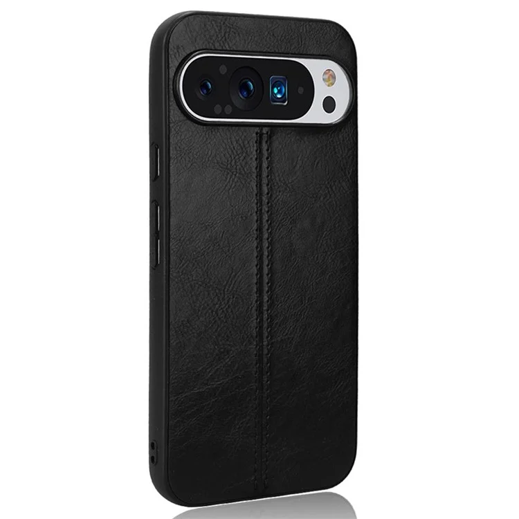 Чехол для Google Pixel 9 Pro XL, кожа + TPU + ПК, чехол с линией строчки - черный