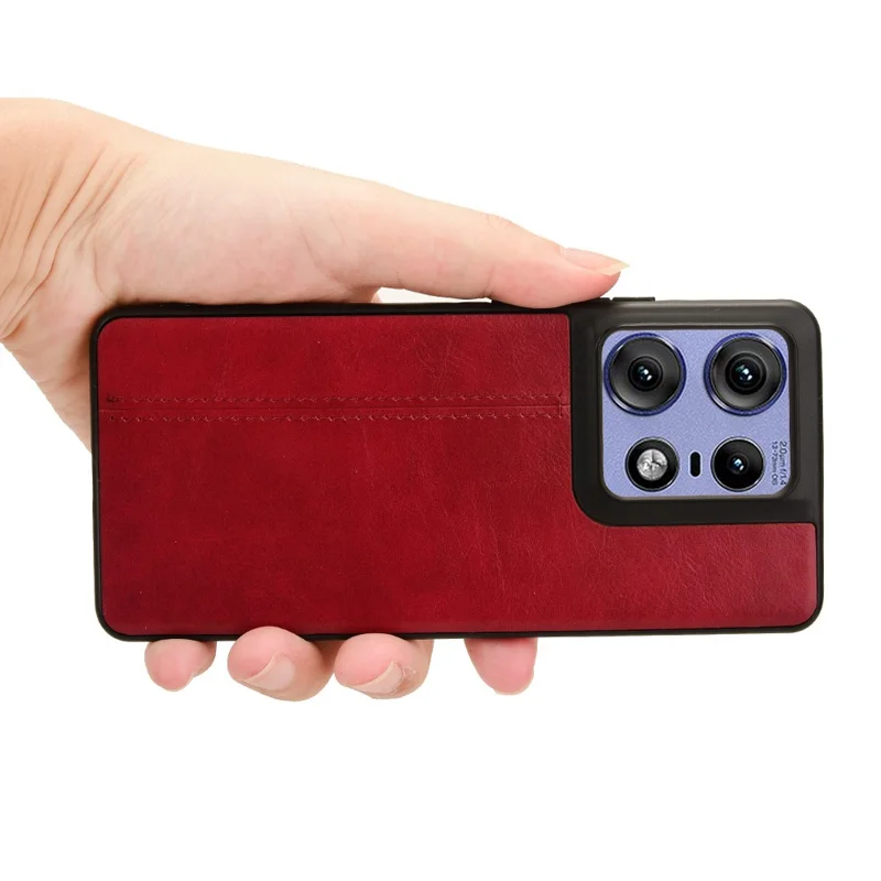 Til Motorola Edge 50 Pro 5G Case Kuemønster Læder+TPU+PC Telefonbeskytning - Sort