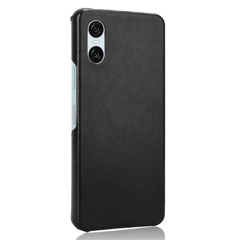 Per Sony Xperia 10 VI Case Litchi Texture PU Leather Coated PC Phone Cover - Nero