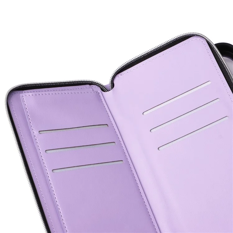 Funda para iPhone 13 Pro Max Caso de Cuero de PU Rombo Soporte Anti-Caída Cartera Funda de Teléfono - Púrpura