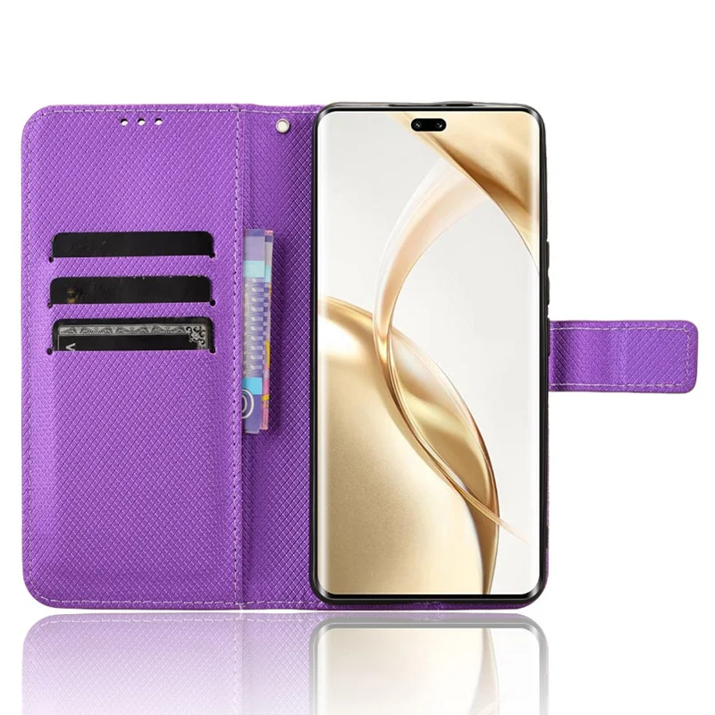 For Honor 200 Pro 5G Case Flip Wallet Diamond Texture PU Leather Phone Cover - Purple