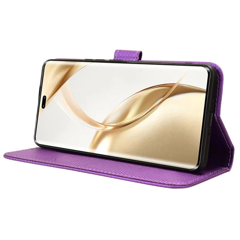 For Honor 200 Pro 5G Case Flip Wallet Diamond Texture PU Leather Phone Cover - Purple