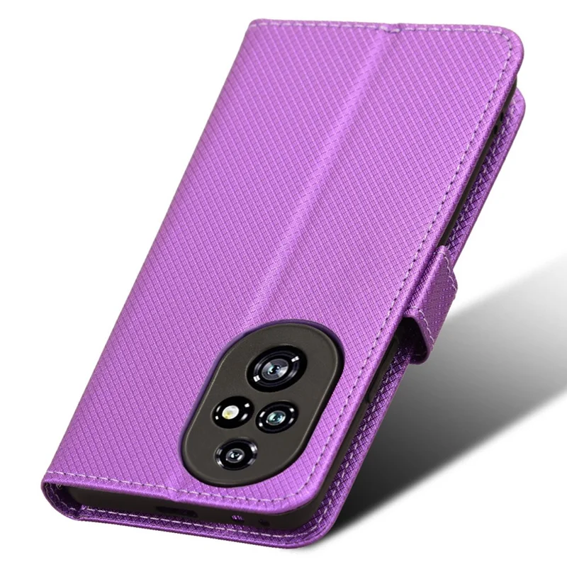 For Honor 200 Pro 5G Case Flip Wallet Diamond Texture PU Leather Phone Cover - Purple