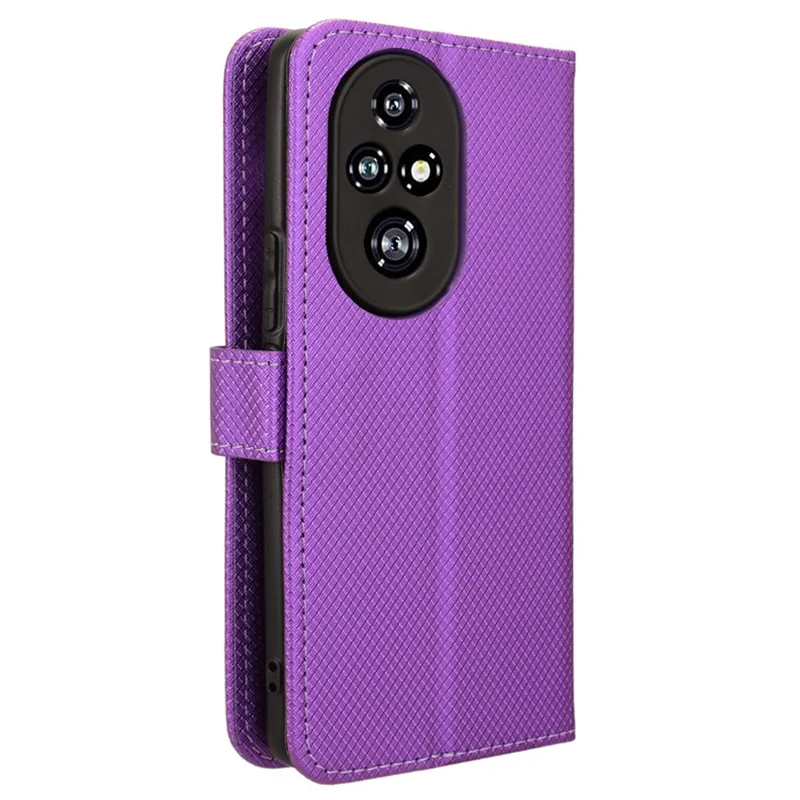 For Honor 200 Pro 5G Case Flip Wallet Diamond Texture PU Leather Phone Cover - Purple