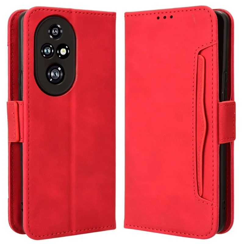 For Honor 200 Pro 5G Case Multiple Card Slots Leather Phone Cover - Red