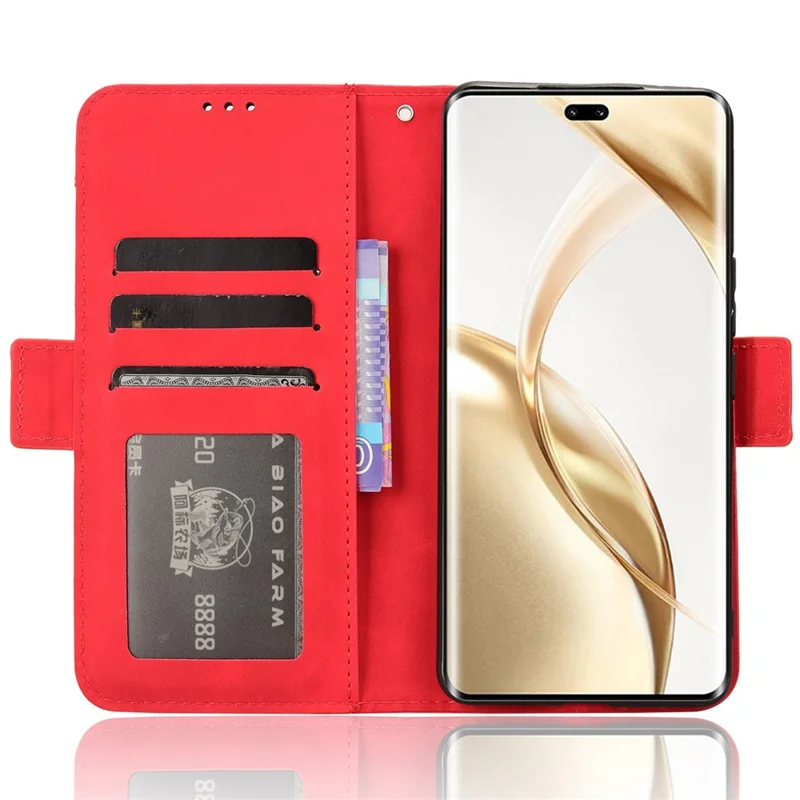 For Honor 200 Pro 5G Case Multiple Card Slots Leather Phone Cover - Red
