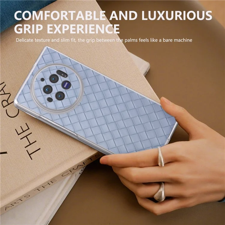 Für vivo X Fold3 Case Gewebte Textur PU-Leder-Telefonhülle mit transparentem mattem Rahmen - Baby Blue