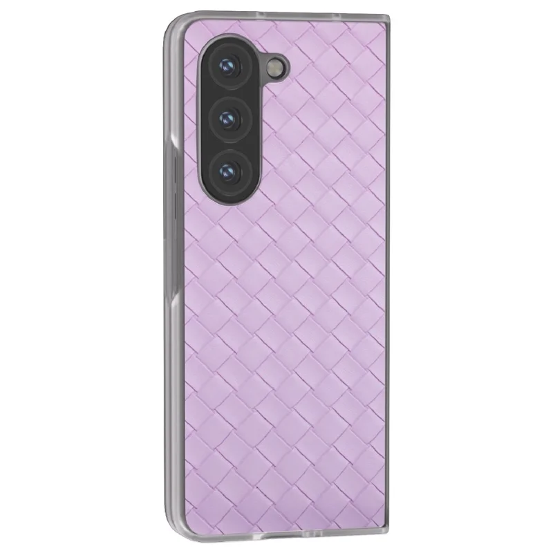 For Samsung Galaxy Z Fold6 5G Case Woven Texture Frosted Frame PU Leather Phone Cover - Purple