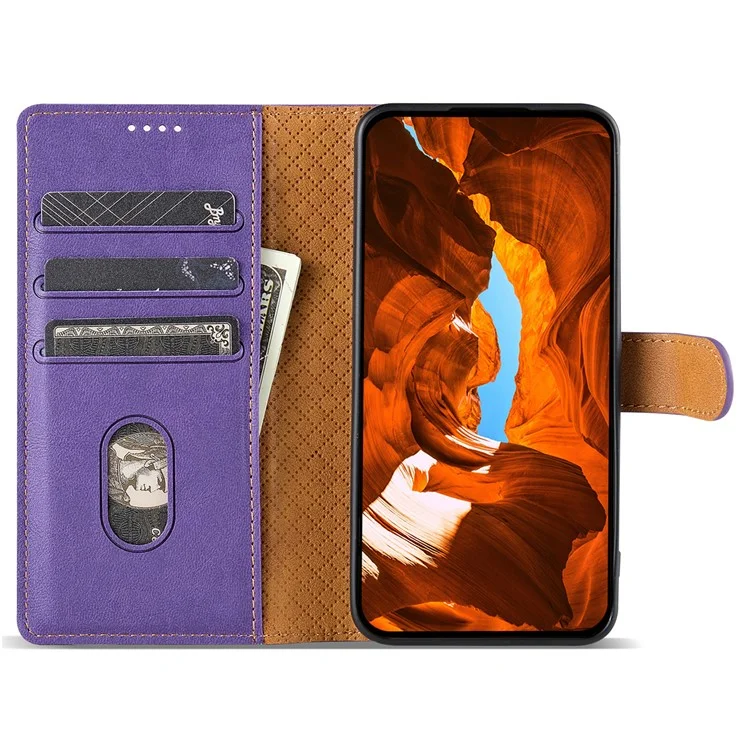N.BEKUS CSJ-001 For Xiaomi Redmi Note 12S 4G Case Solid Color Wallet Phone Leather Cover - Purple