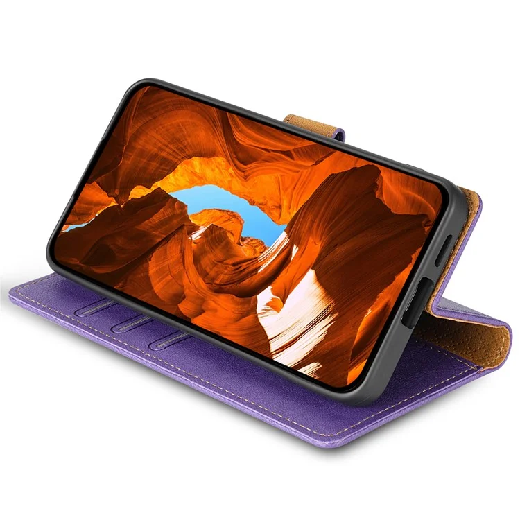 N.BEKUS CSJ-001 For Xiaomi Redmi Note 12S 4G Case Solid Color Wallet Phone Leather Cover - Purple