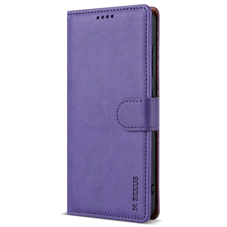 N.BEKUS CSJ-001 For Xiaomi Redmi Note 12S 4G Case Solid Color Wallet Phone Leather Cover - Purple