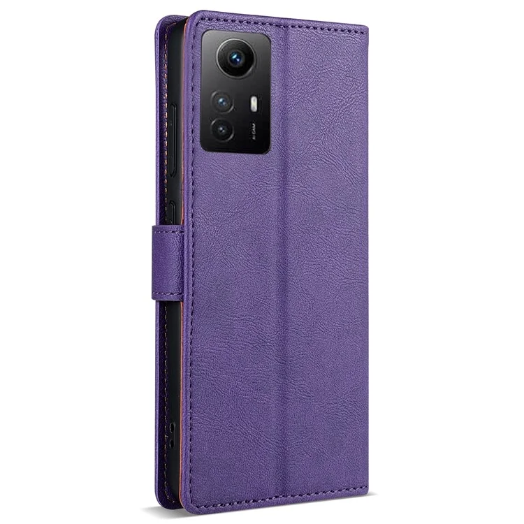 N.BEKUS CSJ-001 For Xiaomi Redmi Note 12S 4G Case Solid Color Wallet Phone Leather Cover - Purple