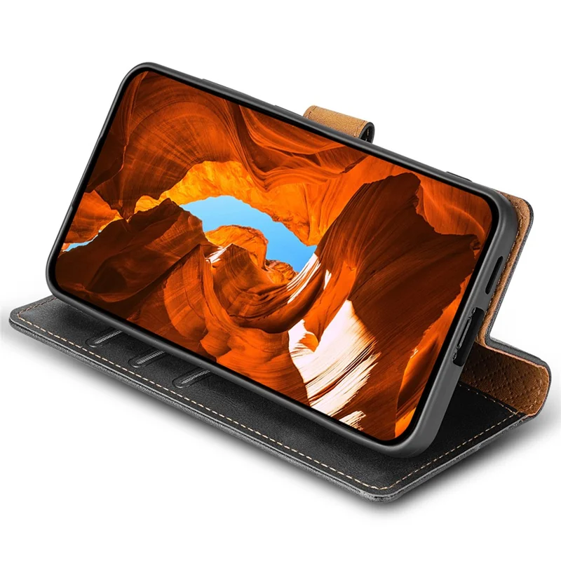 N.BEKUS CSJ-001 For Xiaomi 14 Case PU Leather Cover with Wallet Stand - Black